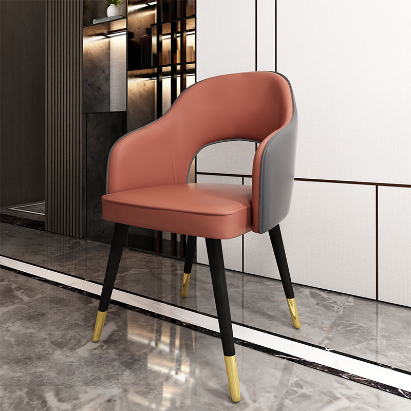 Sillas de comedor de estilo nórdico, sillas laterales con brazos y patas de metal para cocina