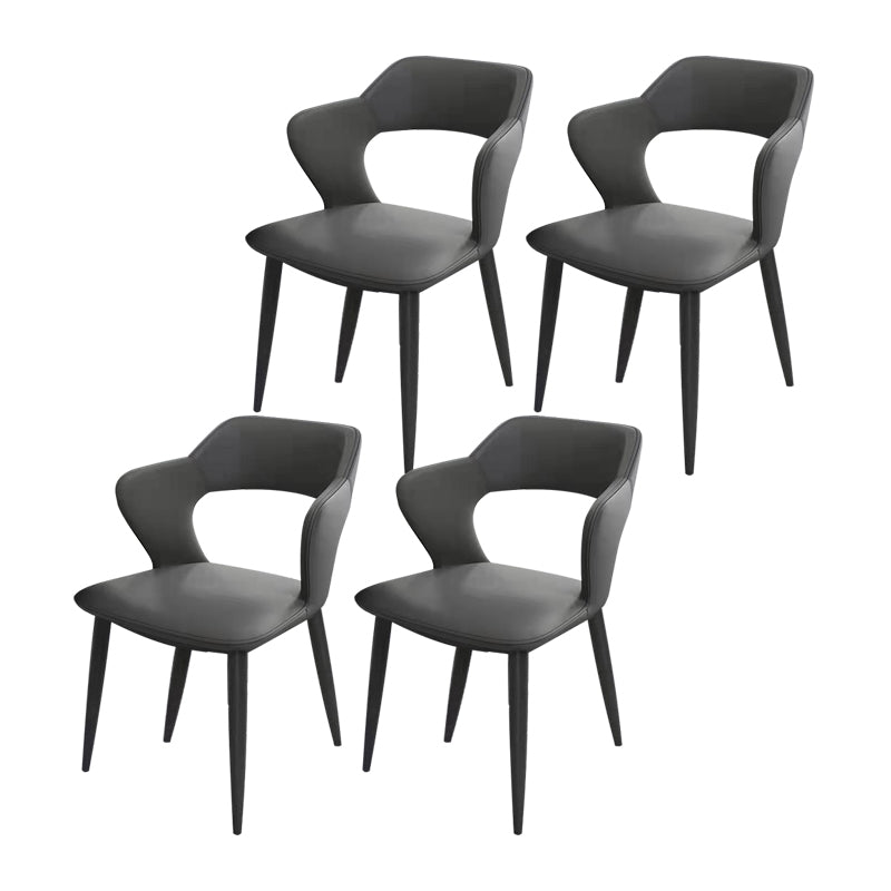 Chaises de salle à manger en métal de style moderne, chaise latérale à bras arrière ouvert pour la cuisine