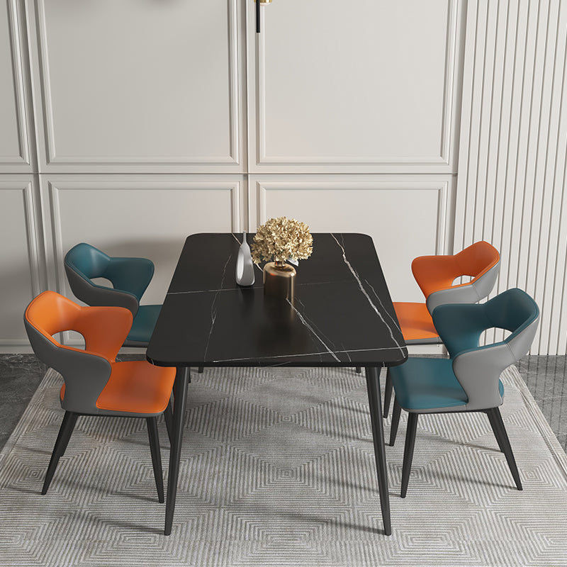 Chaises de salle à manger en métal de style moderne, chaise latérale à bras arrière ouvert pour la cuisine