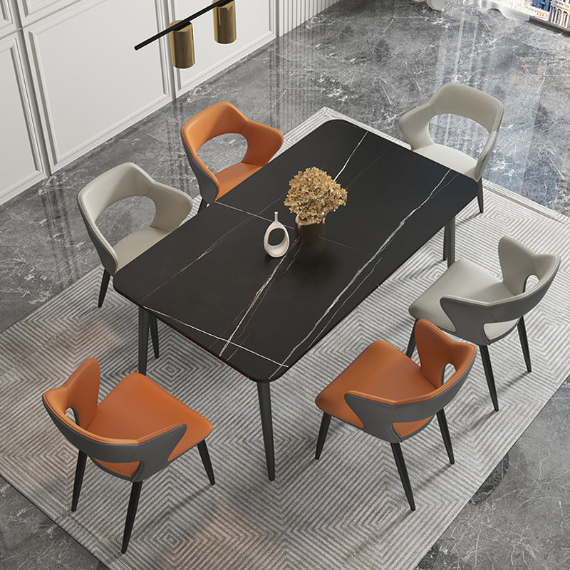 Chaises de salle à manger en métal de style moderne, chaise latérale à bras arrière ouvert pour la cuisine