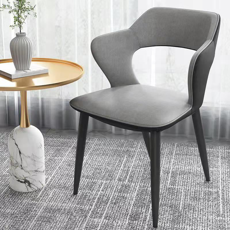 Chaises de salle à manger en métal de style moderne, chaise latérale à bras arrière ouvert pour la cuisine