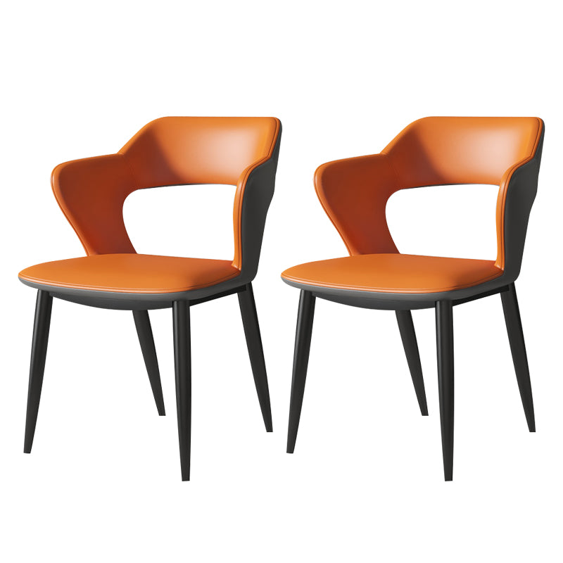 Chaises de salle à manger en métal de style moderne, chaise latérale à bras arrière ouvert pour la cuisine