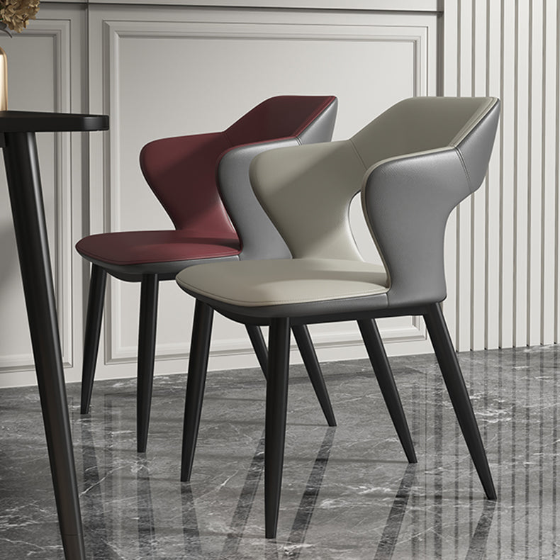 Chaises de salle à manger en métal de style moderne, chaise latérale à bras arrière ouvert pour la cuisine