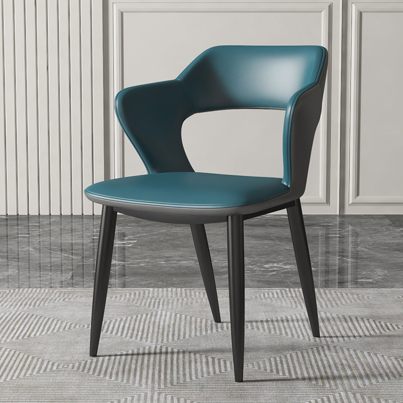 Chaises de salle à manger en métal de style moderne, chaise latérale à bras arrière ouvert pour la cuisine