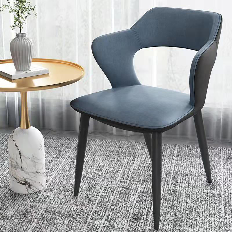 Chaises de salle à manger en métal de style moderne, chaise latérale à bras arrière ouvert pour la cuisine