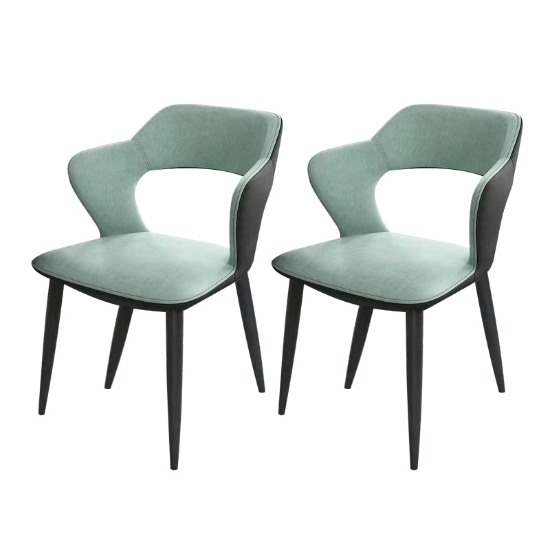 Chaises de salle à manger en métal de style moderne, chaise latérale à bras arrière ouvert pour la cuisine
