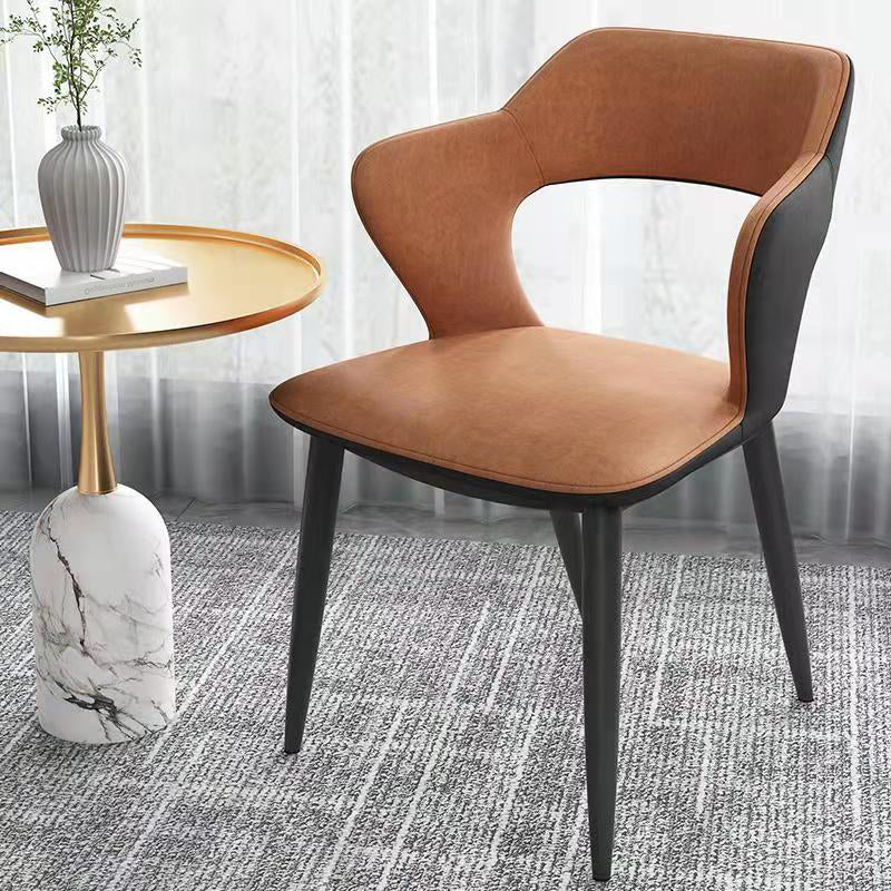 Chaises de salle à manger en métal de style moderne, chaise latérale à bras arrière ouvert pour la cuisine