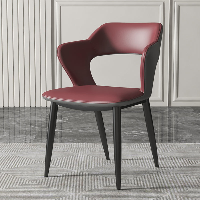 Chaises de salle à manger en métal de style moderne, chaise latérale à bras arrière ouvert pour la cuisine