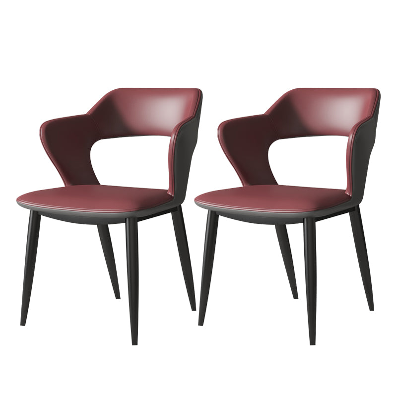 Chaises de salle à manger en métal de style moderne, chaise latérale à bras arrière ouvert pour la cuisine