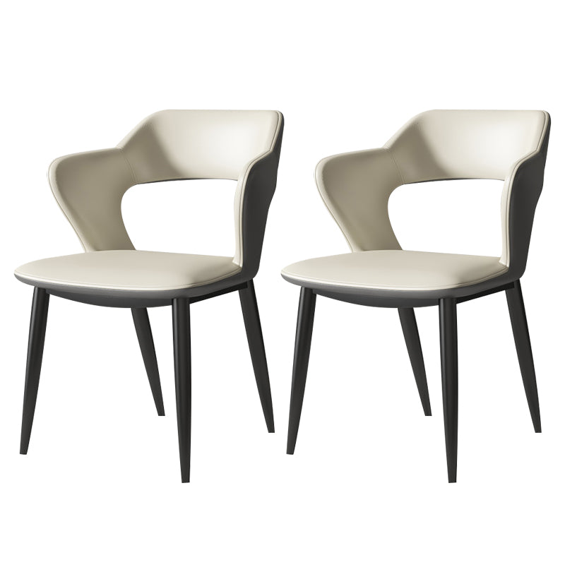 Chaises de salle à manger en métal de style moderne, chaise latérale à bras arrière ouvert pour la cuisine
