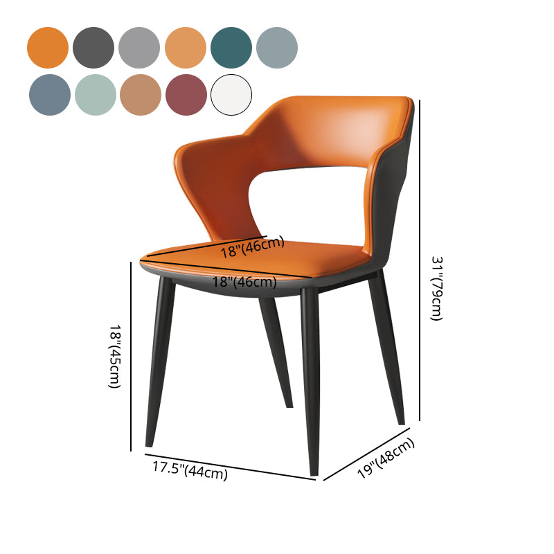 Chaises de salle à manger en métal de style moderne, chaise latérale à bras arrière ouvert pour la cuisine