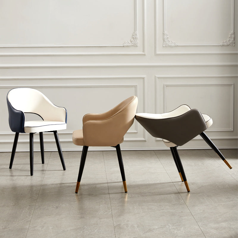 Sillas de comedor de metal de estilo nórdico, silla lateral con brazo trasero abierto para cocina