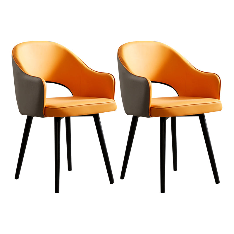 Sillas de comedor de metal de estilo nórdico, silla lateral con brazo trasero abierto para cocina