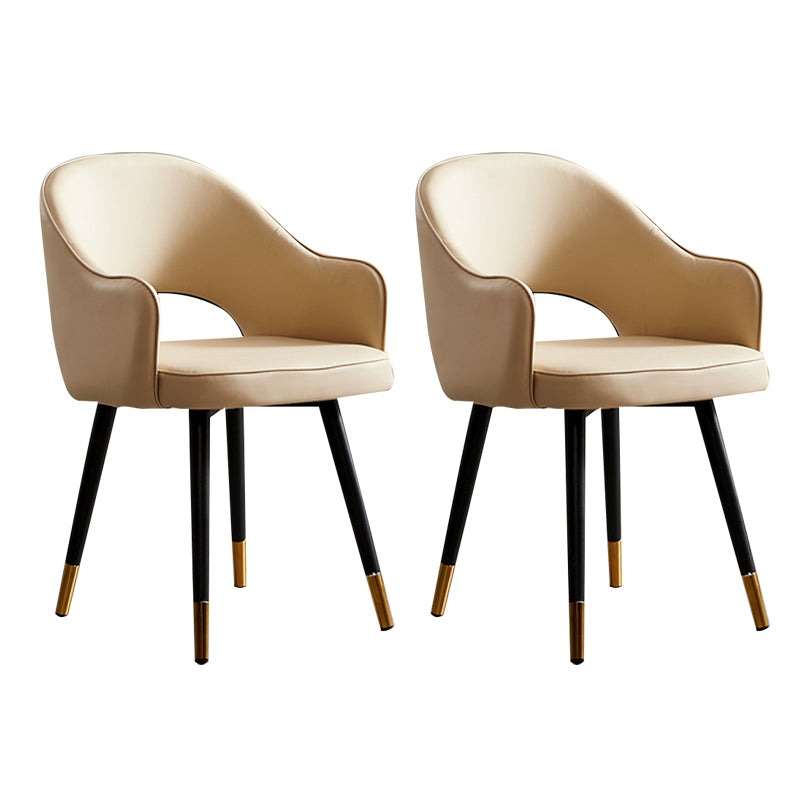 Sillas de comedor de metal de estilo nórdico, silla lateral con brazo trasero abierto para cocina
