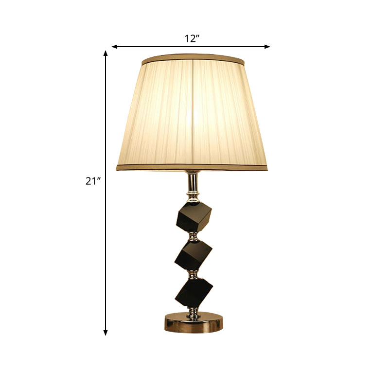Bloque de cristal iluminación de mesa cónica Lámpara de noche blanca modernista de 1 cabeza para sala de estar