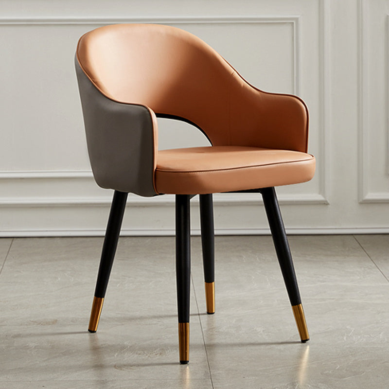 Sillas de comedor de metal de estilo nórdico, silla lateral con brazo trasero abierto para cocina