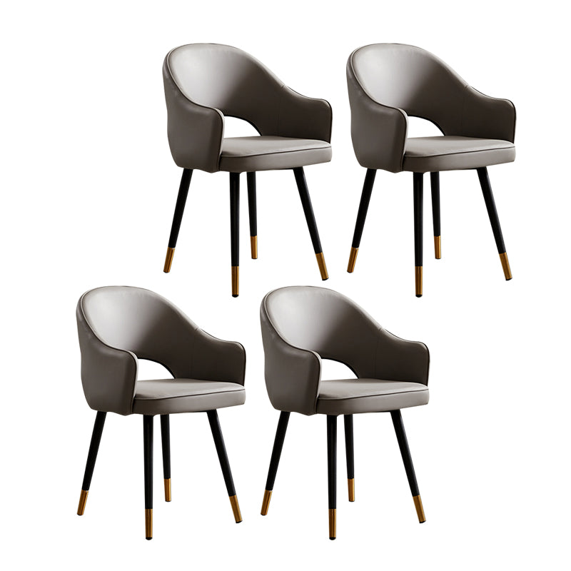 Sillas de comedor de metal de estilo nórdico, silla lateral con brazo trasero abierto para cocina
