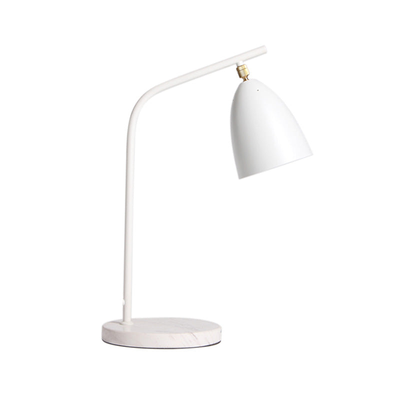 Lámpara de mesita de noche de Metal Bell Modern 1 Libro de lectura de bombillas en blanco con brazo curvilíneo