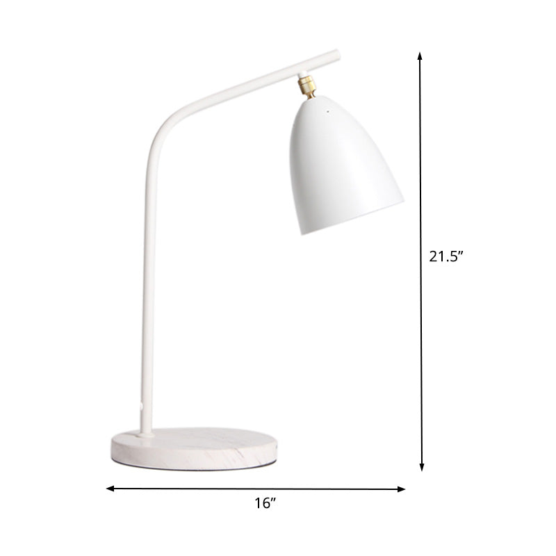 Lámpara de mesita de noche de Metal Bell Modern 1 Libro de lectura de bombillas en blanco con brazo curvilíneo