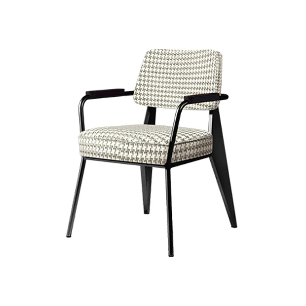 Sillón escandinavo interior Silla de comedor tapizada de metal con respaldo abierto