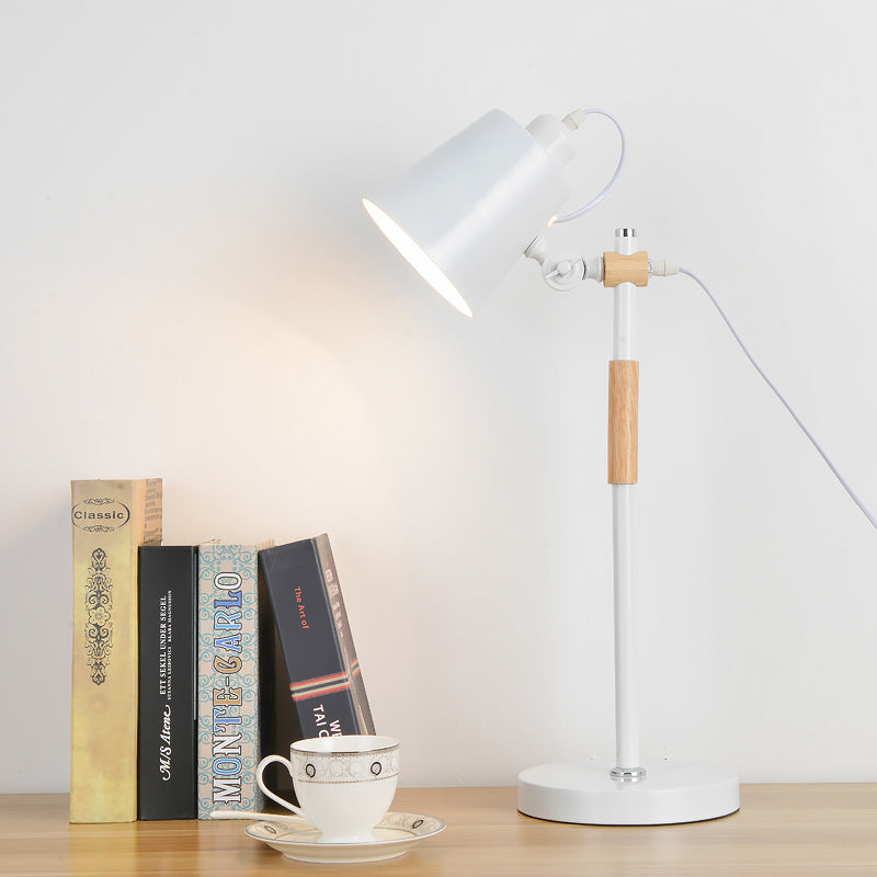Metal Tapered Task Lighting Macaron 1 Head Yellow/Black/White Reading Book Light for Living Room
