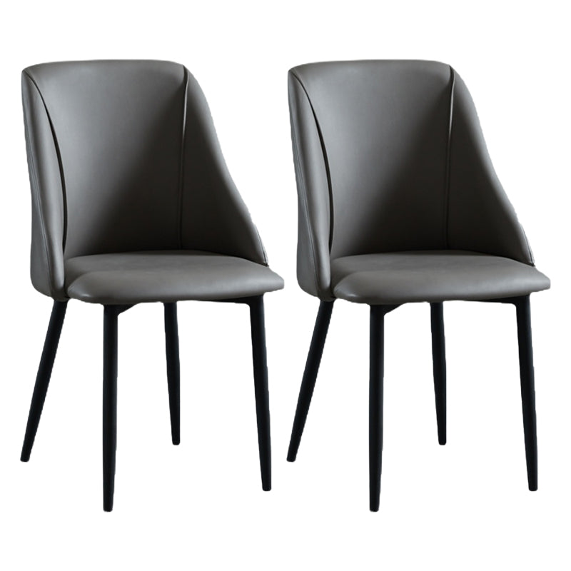 Leather Upholstered Armless Dining Chairs Home Side Chairs with Metal Legs