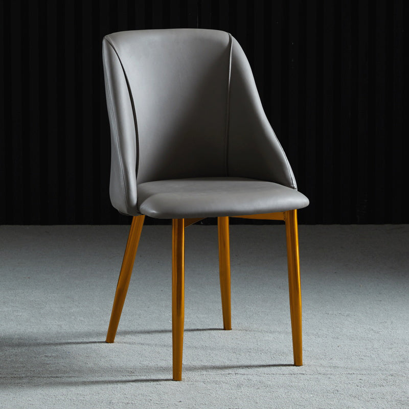 Leather Upholstered Armless Dining Chairs Home Side Chairs with Metal Legs