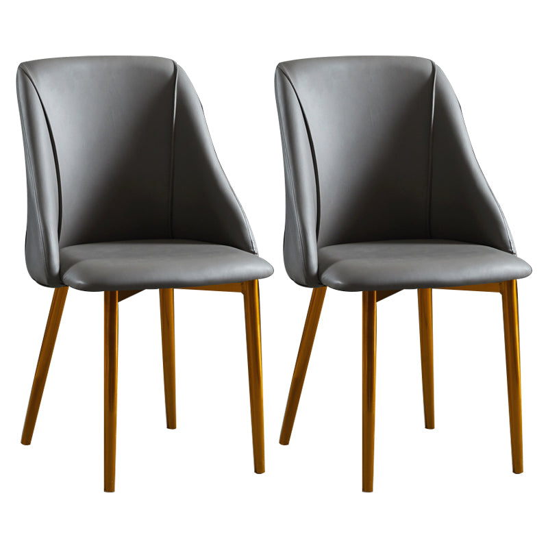 Leather Upholstered Armless Dining Chairs Home Side Chairs with Metal Legs