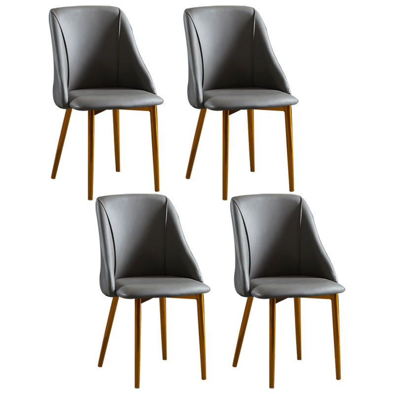 Leather Upholstered Armless Dining Chairs Home Side Chairs with Metal Legs