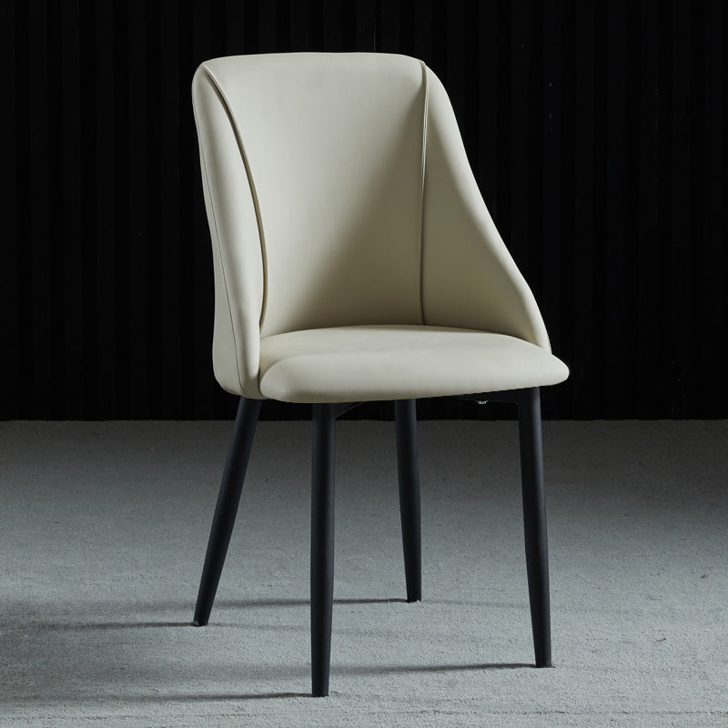 Leather Upholstered Armless Dining Chairs Home Side Chairs with Metal Legs