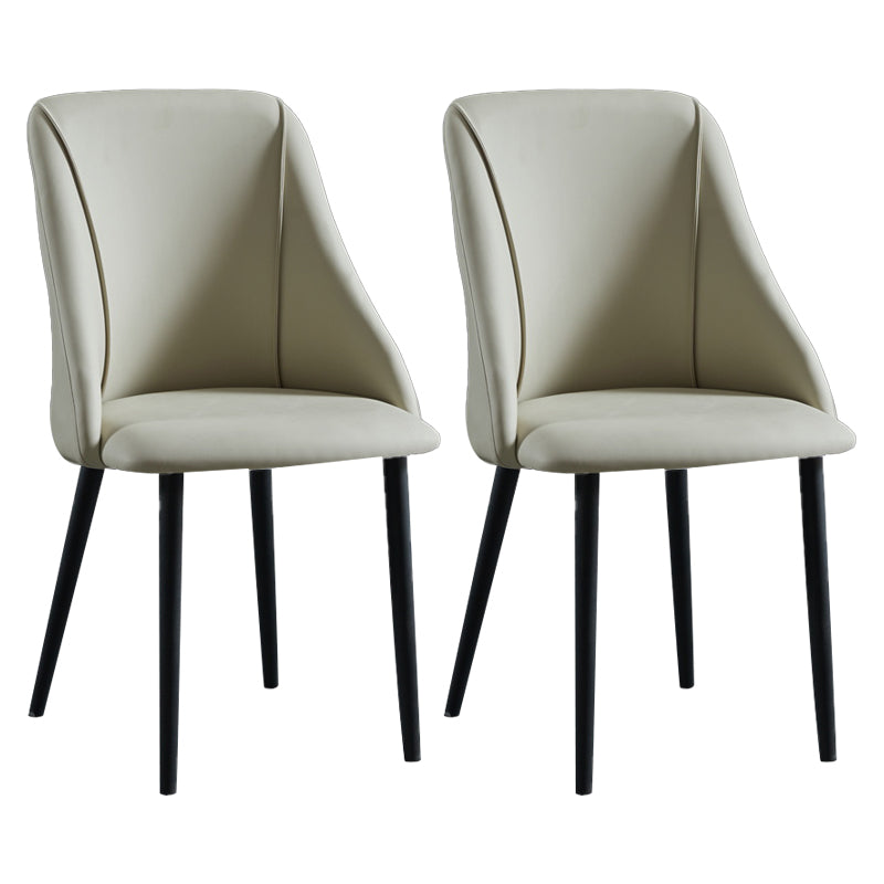 Leather Upholstered Armless Dining Chairs Home Side Chairs with Metal Legs