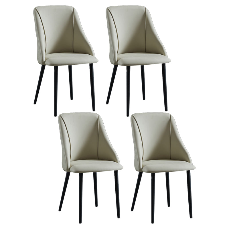 Leather Upholstered Armless Dining Chairs Home Side Chairs with Metal Legs