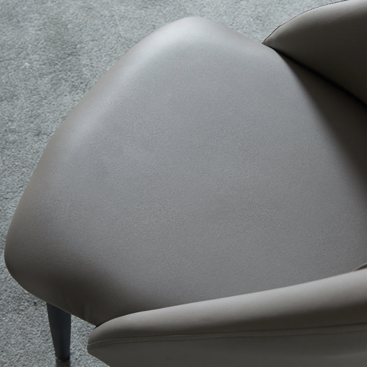 Leather Upholstered Armless Dining Chairs Home Side Chairs with Metal Legs