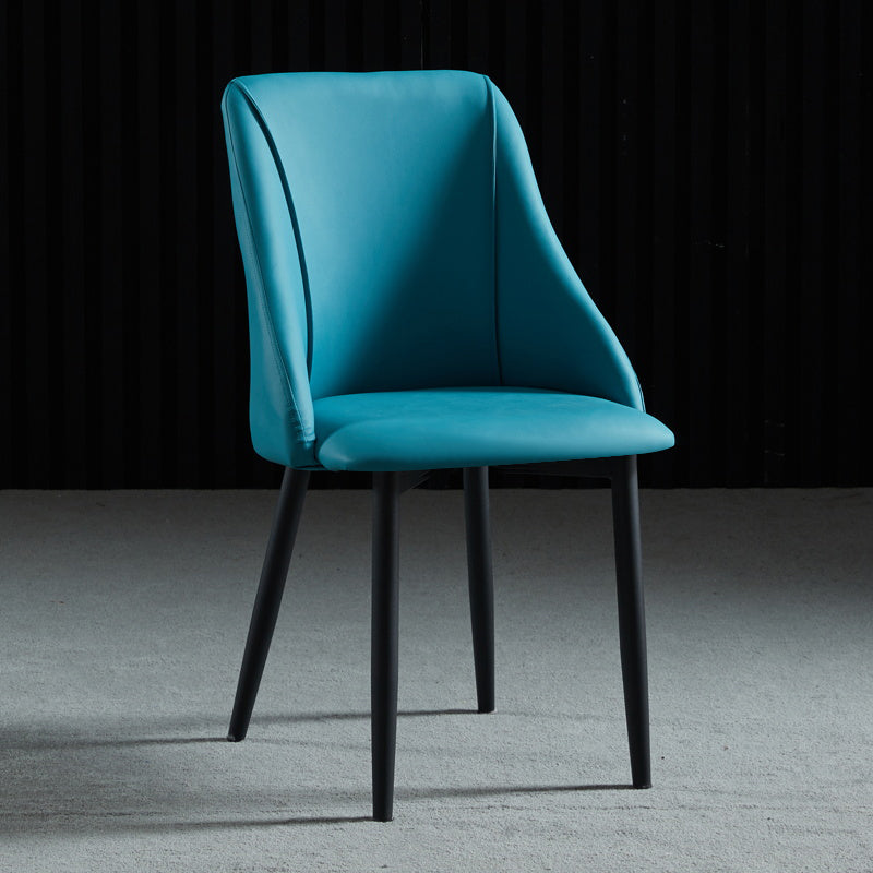 Leather Upholstered Armless Dining Chairs Home Side Chairs with Metal Legs