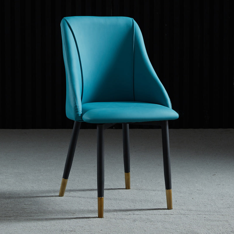 Leather Upholstered Armless Dining Chairs Home Side Chairs with Metal Legs
