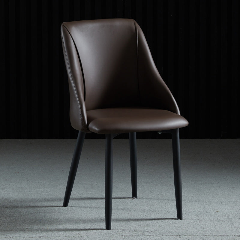 Leather Upholstered Armless Dining Chairs Home Side Chairs with Metal Legs