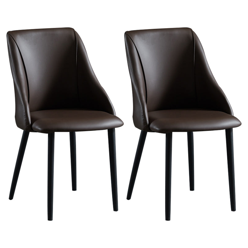 Leather Upholstered Armless Dining Chairs Home Side Chairs with Metal Legs