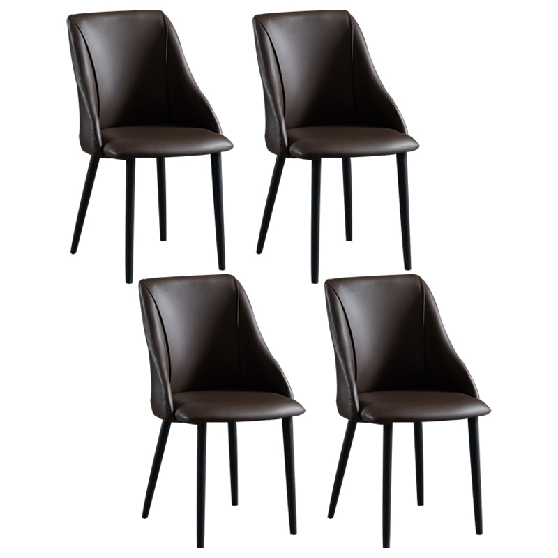 Leather Upholstered Armless Dining Chairs Home Side Chairs with Metal Legs