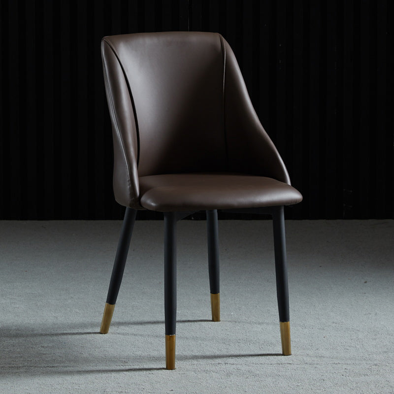 Leather Upholstered Armless Dining Chairs Home Side Chairs with Metal Legs