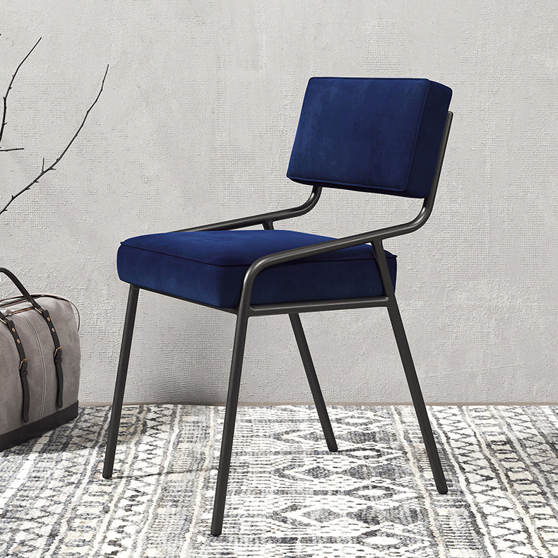 Silla lateral casera industrial Silla de comedor tapizada de metal con respaldo abierto