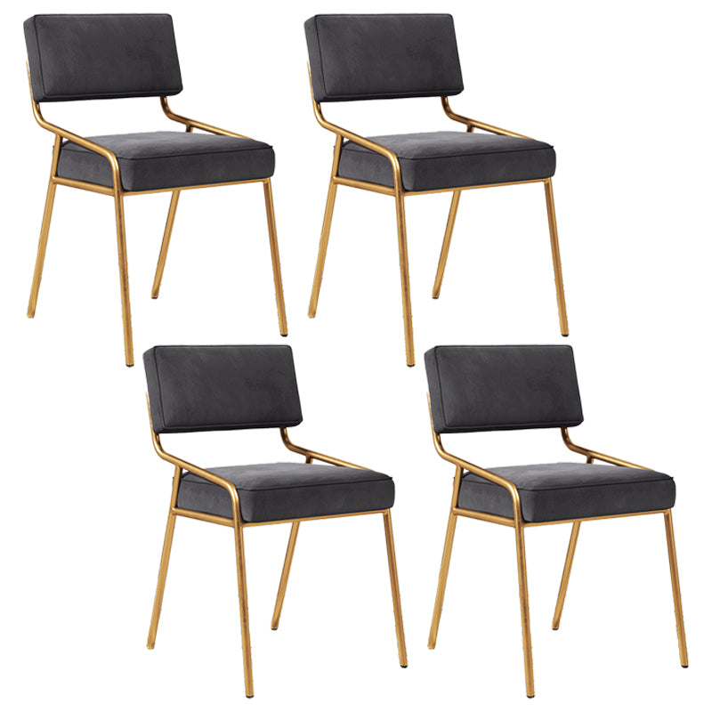 Silla lateral casera industrial Silla de comedor tapizada de metal con respaldo abierto