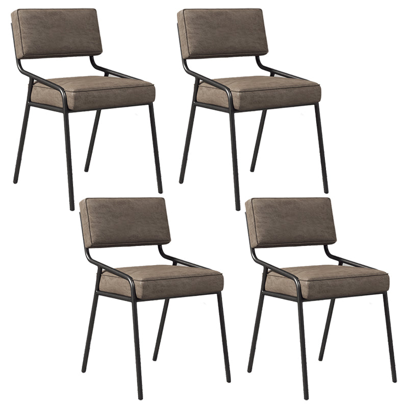 Silla lateral casera industrial Silla de comedor tapizada de metal con respaldo abierto