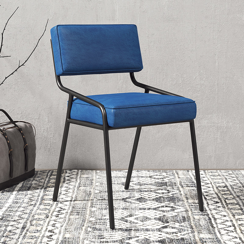 Silla lateral casera industrial Silla de comedor tapizada de metal con respaldo abierto