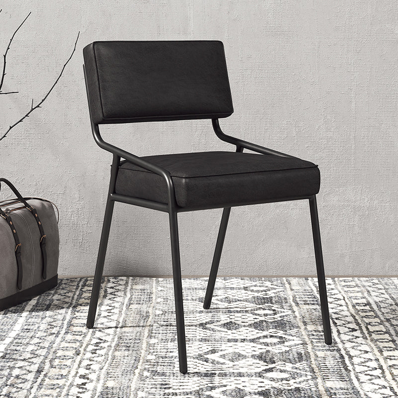 Silla lateral casera industrial Silla de comedor tapizada de metal con respaldo abierto