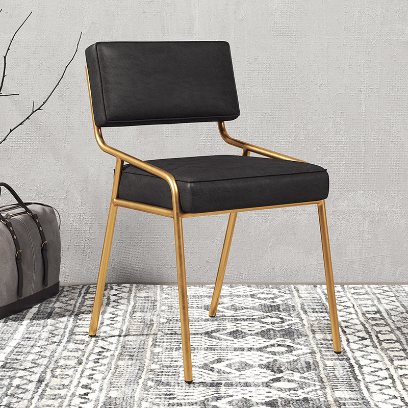 Silla lateral casera industrial Silla de comedor tapizada de metal con respaldo abierto