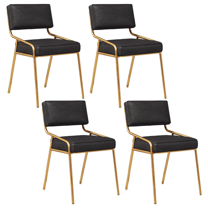 Silla lateral casera industrial Silla de comedor tapizada de metal con respaldo abierto