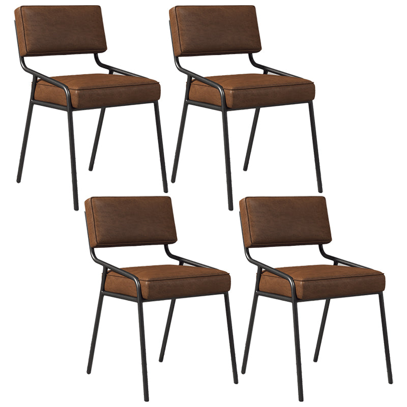 Silla lateral casera industrial Silla de comedor tapizada de metal con respaldo abierto