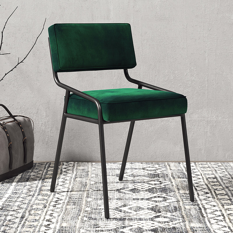 Silla lateral casera industrial Silla de comedor tapizada de metal con respaldo abierto