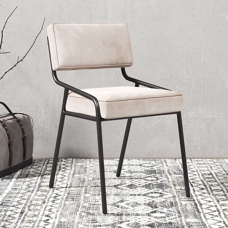 Silla lateral casera industrial Silla de comedor tapizada de metal con respaldo abierto