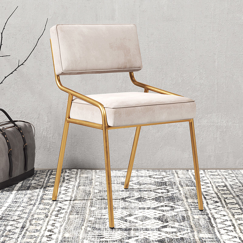 Silla lateral casera industrial Silla de comedor tapizada de metal con respaldo abierto